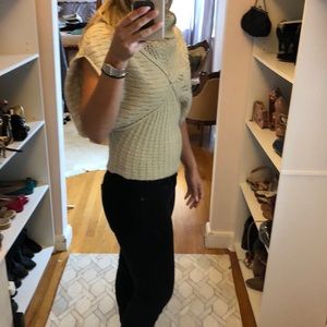 Multi pattern short sleeve sweater